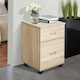 image 8 of HOMCOM Pedestal Office Mobile Filing Cabinet 2 Drawer Oak