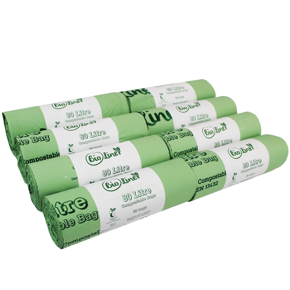 image 1 of BioLiner 80 Litre Compostable Bags for Swing Bins & Dustbins - 8 Rolls