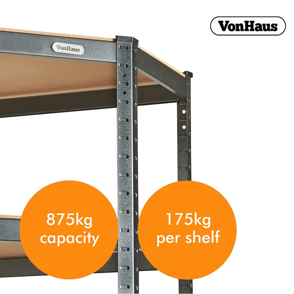 image 1 of VonHaus 5 Tier Heavy Duty Steel Corner Storage Unit for Garage