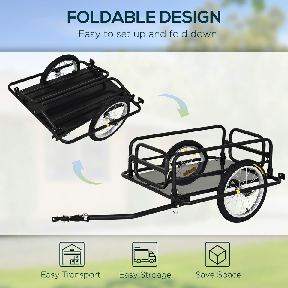 image 1 of HOMCOM Bicycle Cargo Trailer for Shop Luggage Storage Utility w/ Hitch