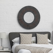 Barn Antique Wood Effect Wall Mirror Brown
