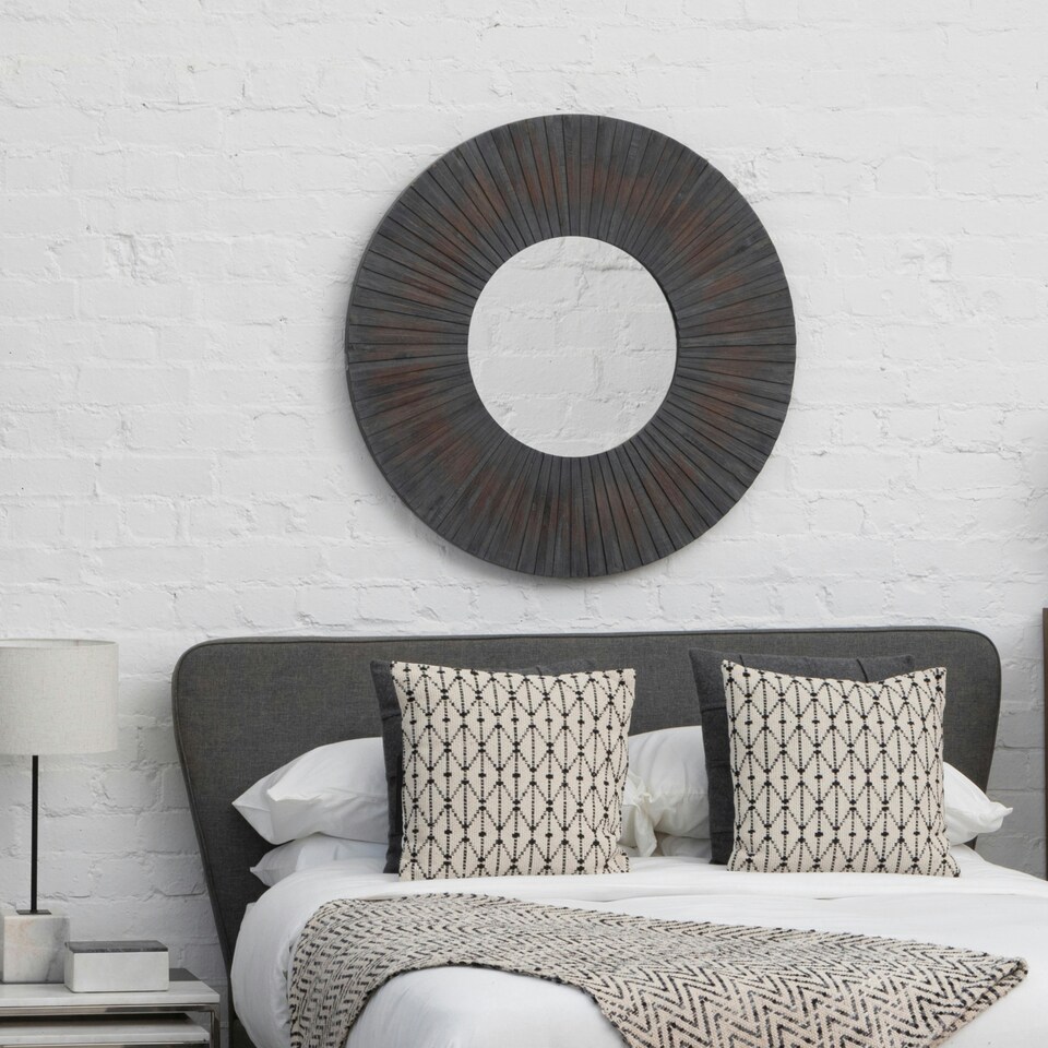 image 1 of Barn Antique Wood Effect Wall Mirror Brown