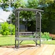 image 5 of Outsunny Garden Bench, Arch Pergola with Natural Wooden Garden Arbour with Seat for VinesClimbing Plants for Outdoor Space, Grey | Grey