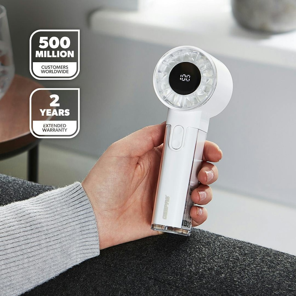 image 1 of GEEPAS Mini Digital Portable Handheld USB Fan - White