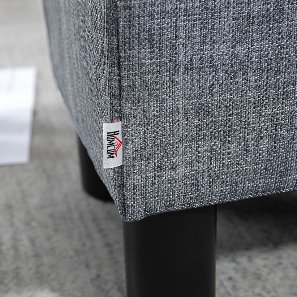image 1 of HOMCOM Chic Linen Fabric Footstool Ottoman Cube with 4 Plastic Legs Grey