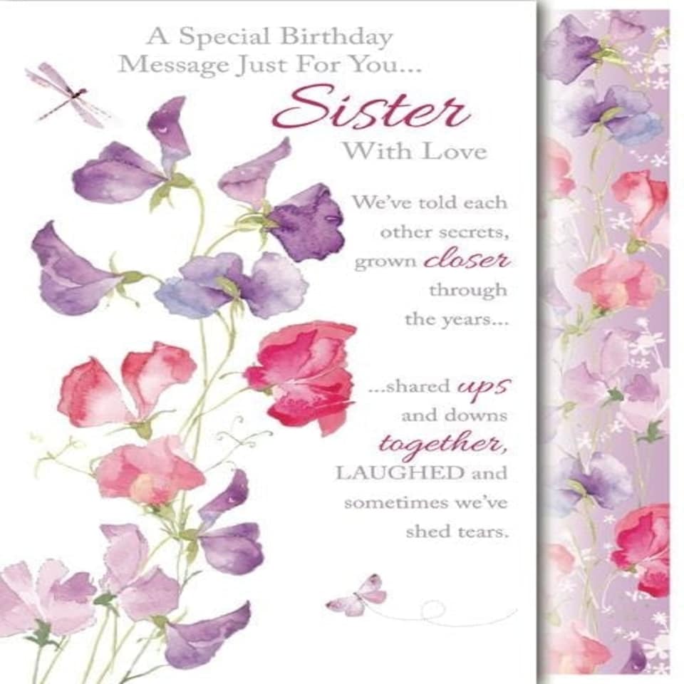 Words 'n' Wishes Traditional A Special Birthday Message just for You Sister Card ~ Medium Size 8.5"x6"