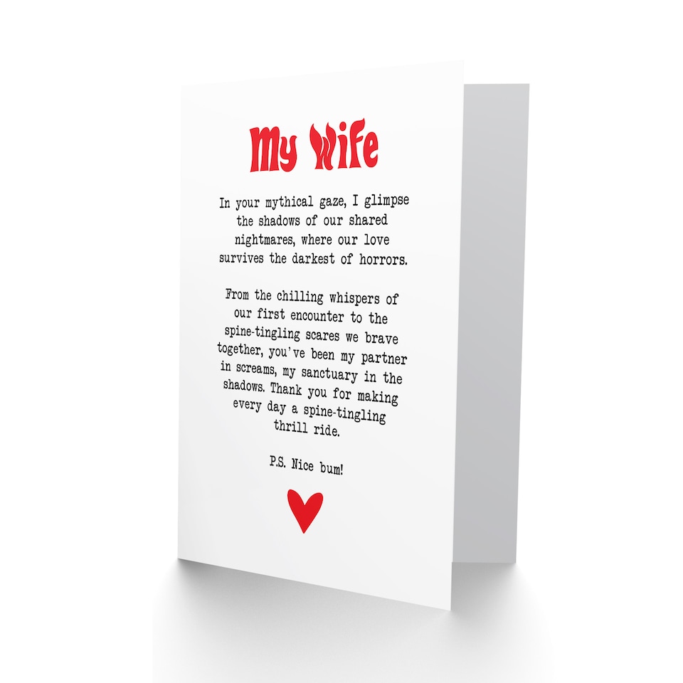 image 1 of Greeting Card Love Poem Horror Fan Wife Romantic Poetry Anniversary