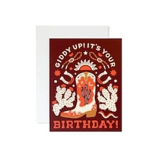 Gubblecote Giddy Up Birthday Card - Brown/White - One Size