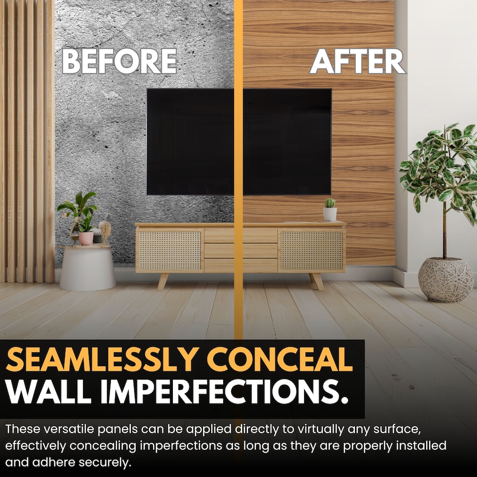 image 1 of NOVECRAFTO Wood Effect Wall Panels – Oak and Grey Board Look – 12 Polystyrene Tiles – 100×16.7cm – Covers 2m² – Lightweight, Easy to Cut & Install Cladding | Brown