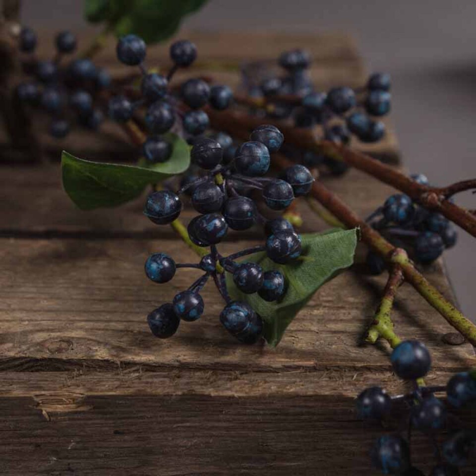 image 1 of Viburnum Berry Artificial Plant - Plastic - L11 x W11 x H80 cm - Blue