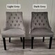 image 7 of Set of 2 Velvet Dining Chairs Ergonomic Scoop Knockerback & Button Tufted Wood Legs Grey | Dark Grey