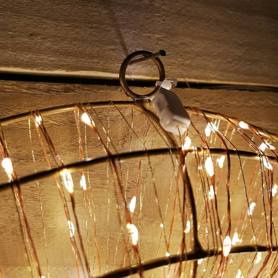 image 1 of Rose Gold Wreath With Warm White LEDs 600 Bulb 45cm
