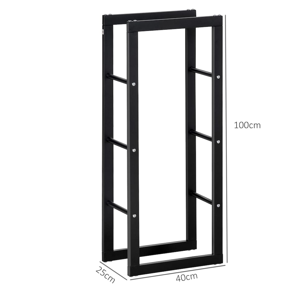 image 1 of HOMCOM 100cm Metal Firewood Log Holder Rack Elevated Design, Base Side Rails