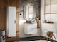 image 6 of Wall Hung White Bathroom Vanity Unit 600mm Oak Countertop Worktop Cabinet with Drawers Ribbed Fluted Adel