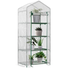Outsunny Mini Greenhouse 4-Tier Portable Plant House Shed w PE Cover, Green