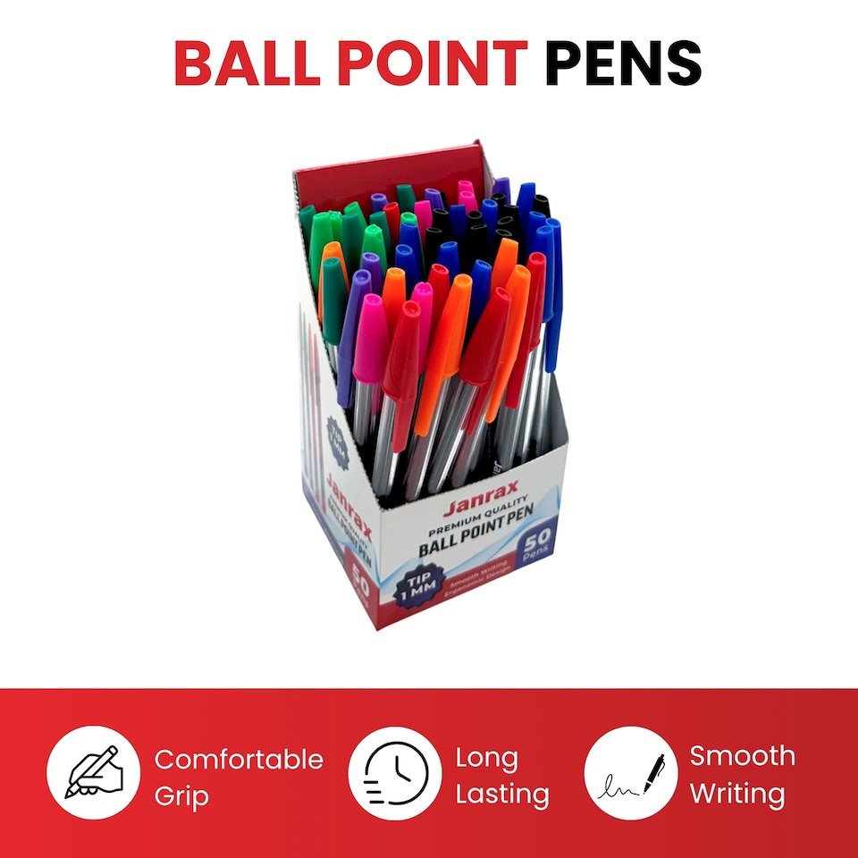 image 1 of Box of 50 Orange Ballpoint Pens Smooth Glide by Janrax