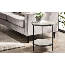 Concrete Effect Circular Lamp Table | Grey | Grey