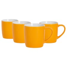 Argon Tableware Coloured Coffee Mugs - 350ml - Yellow - Pack of 4 | Yellow | Yellow | 4
