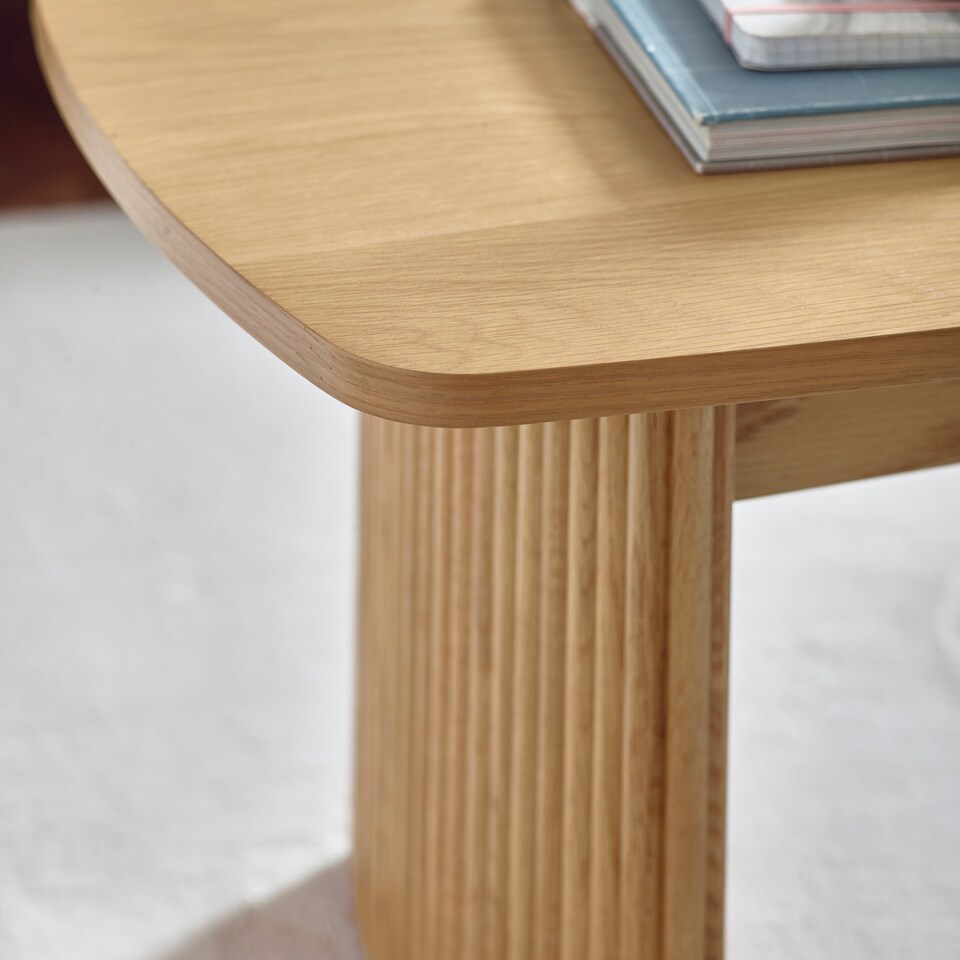 image 1 of Louis Light Oak Effect Fluted 90cm Compact Coffee Table