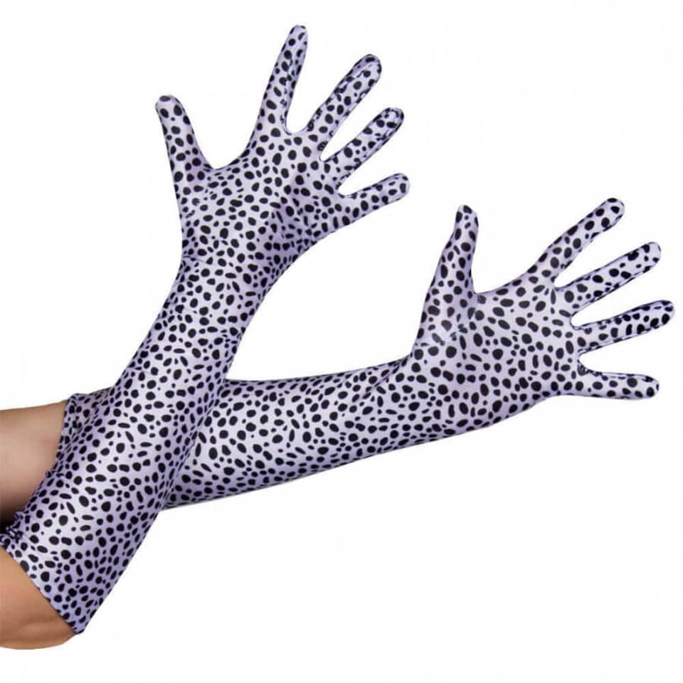 image 1 of Dalmatian Print Gloves Black | One Size