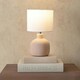 image 2 of ValueLights Chelsea Natural Linen Shade Sandblast Natural Ceramic Table Lamp with LED Bulb Cream