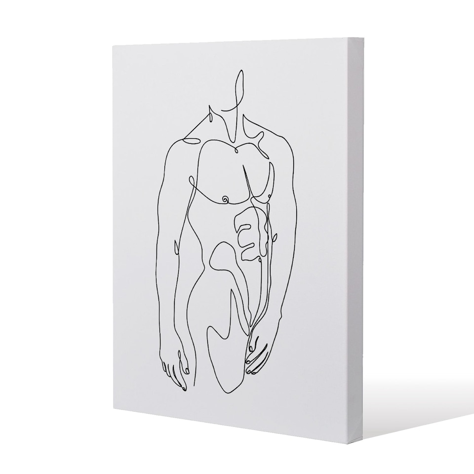 line art of male body (Canvas Print) / 114 x 77 x 4cm | Multi