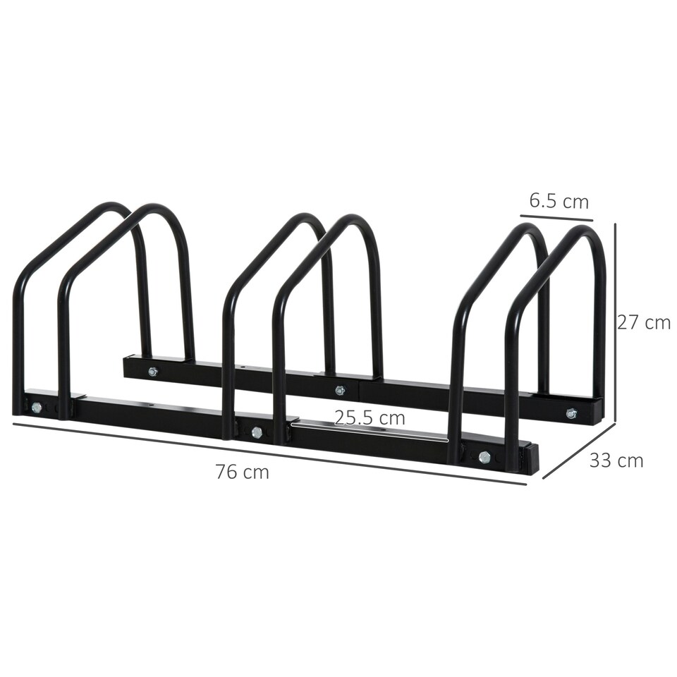 image 1 of HOMCOM Bike Parking Rack Bicycle Locking Storage Stand for 3 Cycling