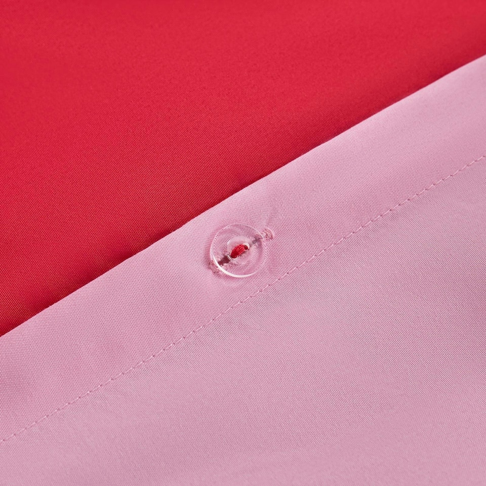 image 1 of OHS Reversible Microfibre Duvet Cover and Pillowcase Bedding Set Pink | Red | Single