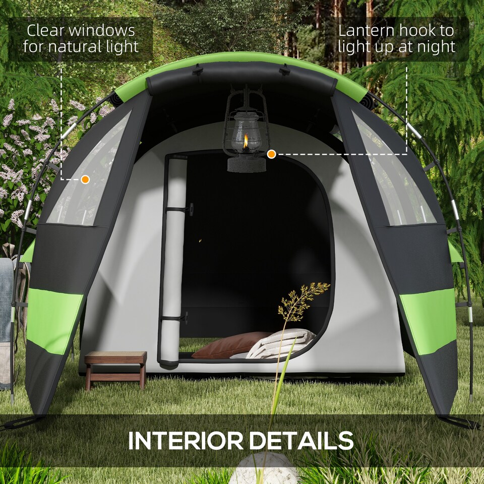 image 1 of Outsunny Blackout Camping Tent with Bedroom & Living Room for 4-5 Person, Black