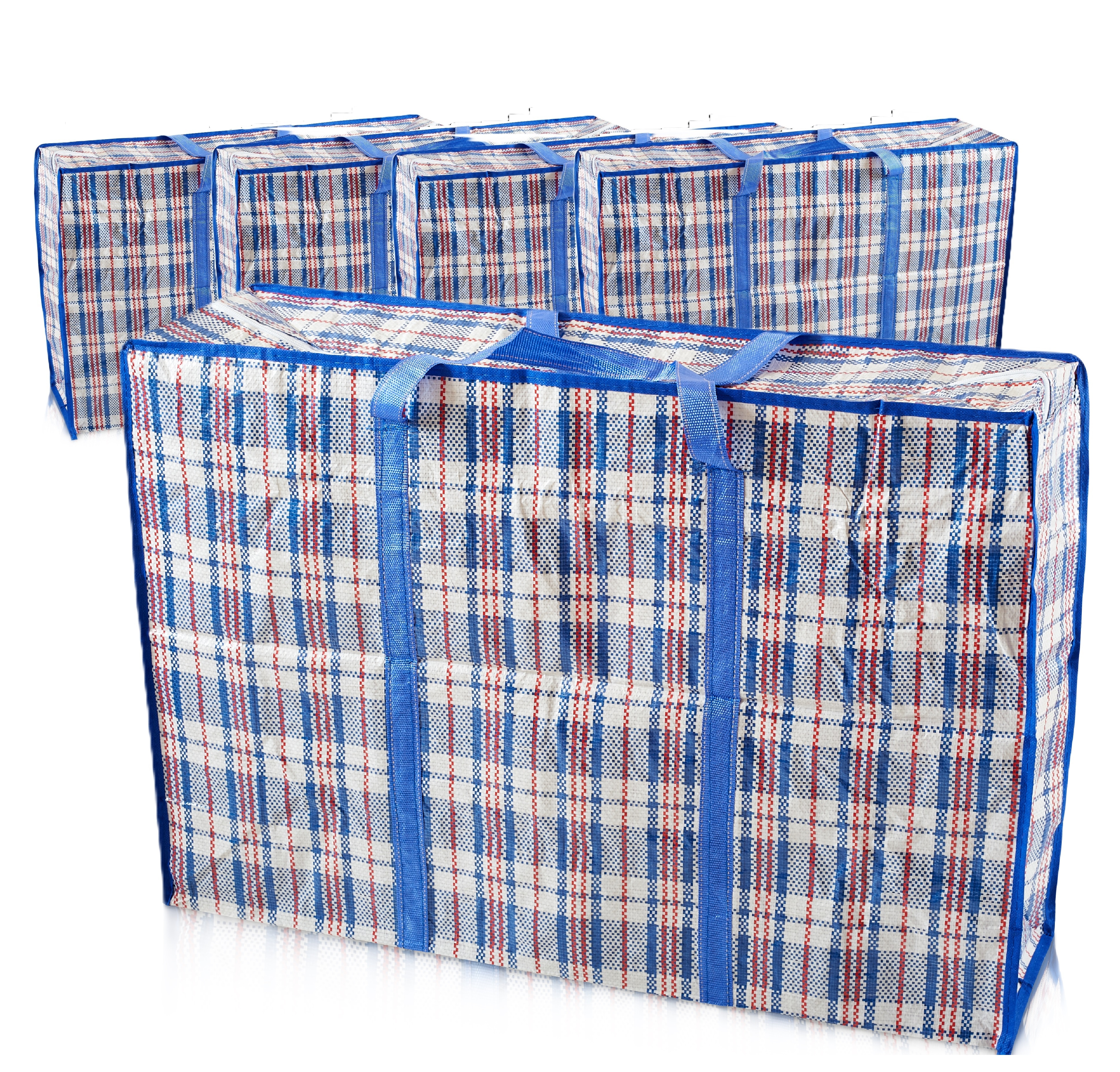 S&d, Laundry Zip Bags XL Heavy Duty Storage Bags Reusable Nylon Large for Moving Clothes Wardrobe Waterproof 6 Bags (Blue Colour)
