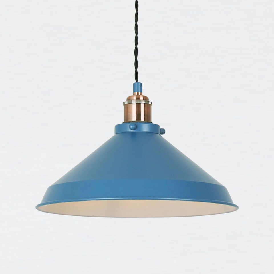 image 1 of First Choice Lighting Set of 2 Maxwell Mirage Blue Brushed Copper Ceiling Pendant Lights Blue | Copper