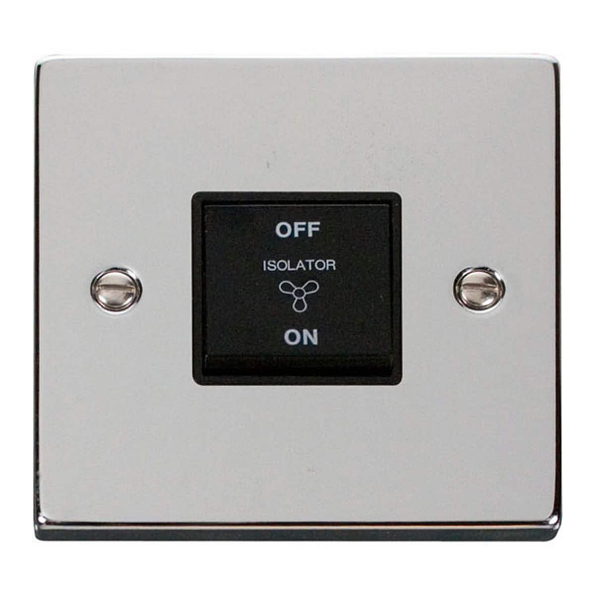 SE HOME Polished Chrome 10A 3 Pole Fan Isolation Switch Chrome Polished Chrome