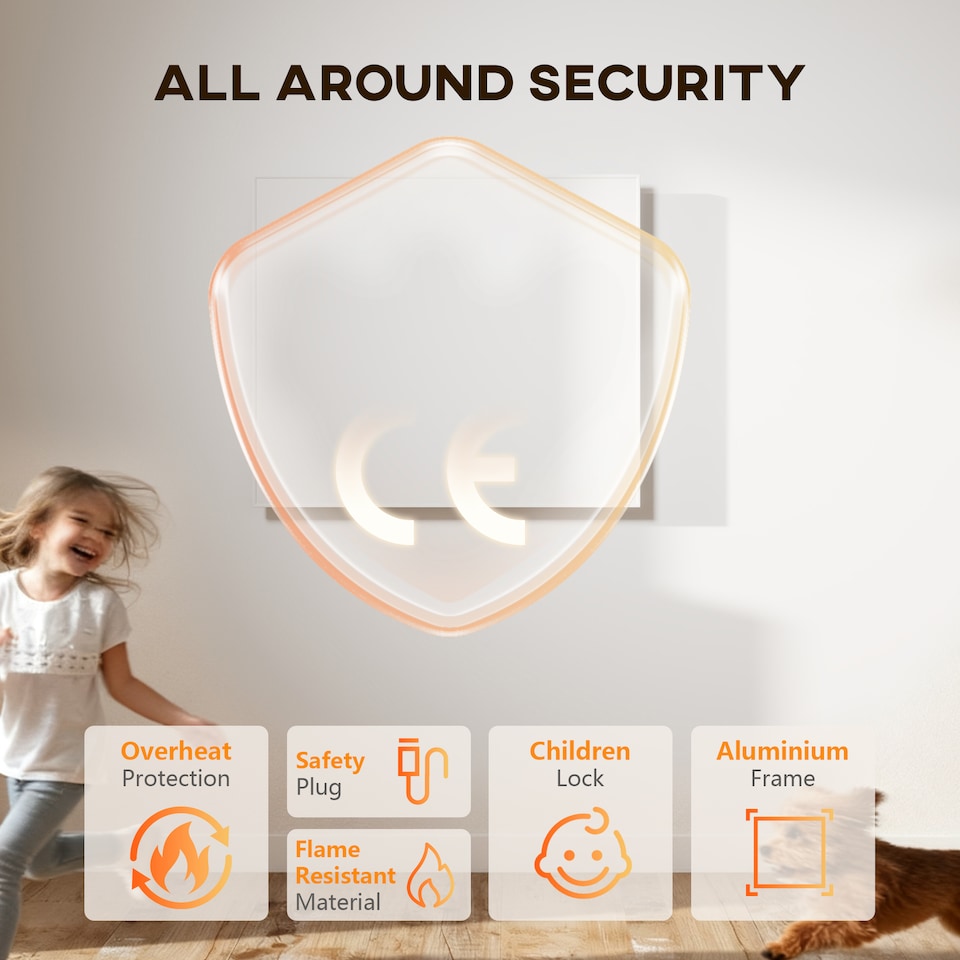 image 1 of HOMCOM Wifi Enabled Smart Electric Heater, 400W Far Infrared Panel Heater, Low Energy, Voice Control, Adjustable Thermostat, Weekly and 12H Timer, Wall Mounted Radiator, Overheat Protection, White | White