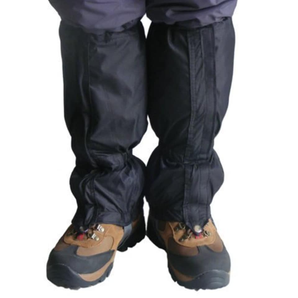 image 1 of Waterproof Outdoor Hiking Gaiters Pair 40cm Walking Boot Leg Covers Wind Resistant Front Zip for Hiking Rambling Fishing Mud & Rain Protection