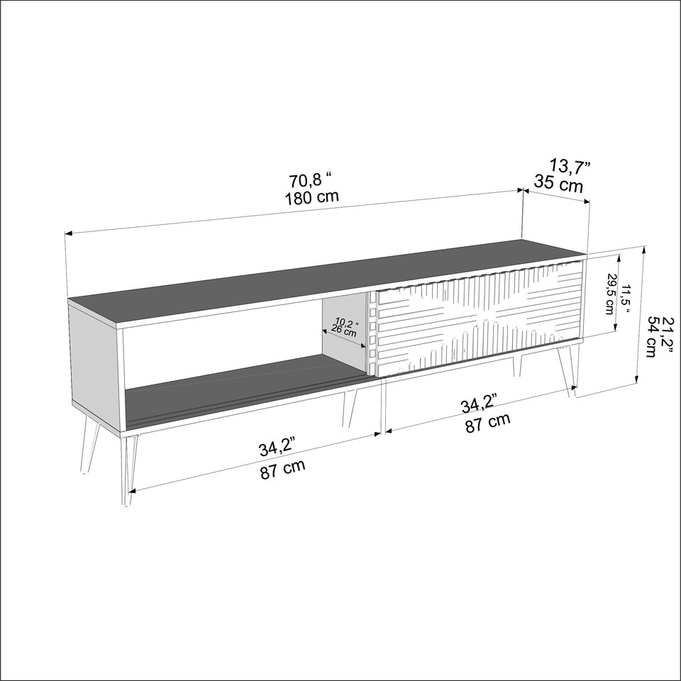 image 1 of Decorotika Riso TV Unit for TVs up to 65 inches with MDF Sliding Doors