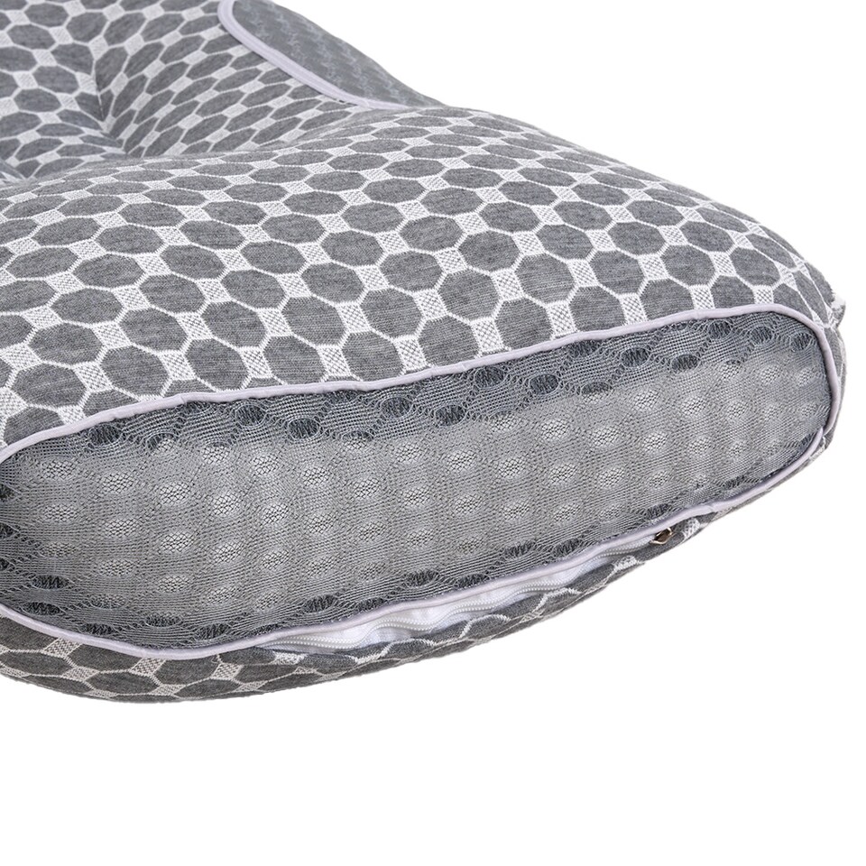 image 1 of Living and Home Knitted Sleep Support Pillow, Breathable Design- Grey,2Pcs | Grey
