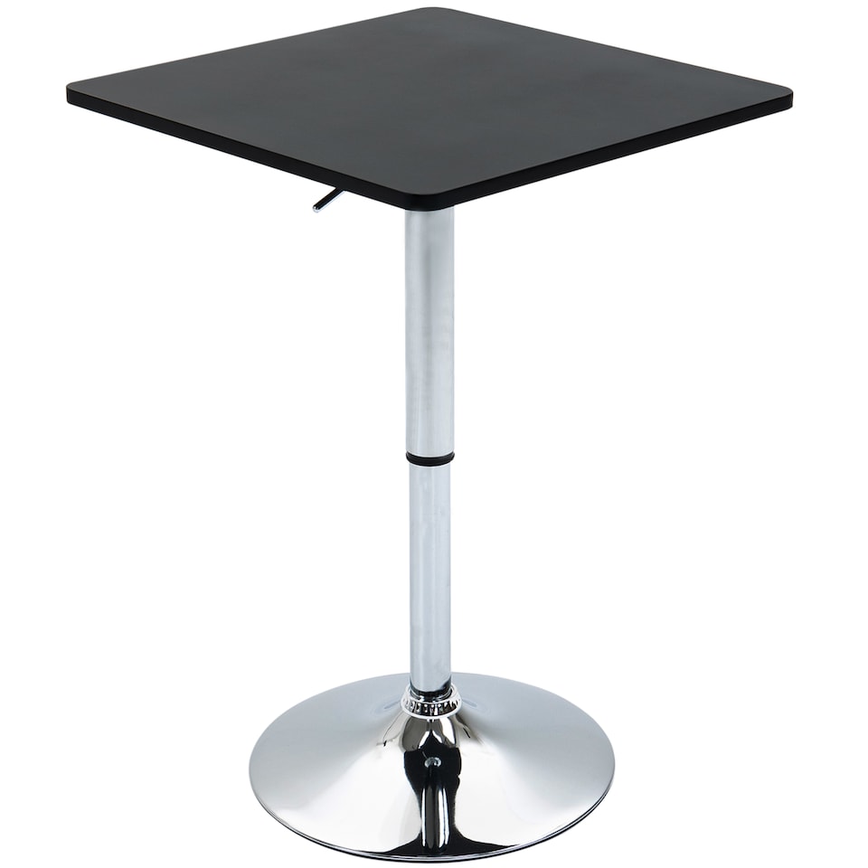 image 1 of HOMCOM Modern Height Adjustable Counter Bar Table with 360 degree Swivel Tabletop and Electroplating Metal Base, Pub Desk for Living Room, Kitchen, Restaurant, Pub, Black and Silver