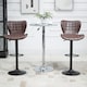 image 7 of HOMCOM Bar Stools Set of 2 Adjustable Height Swivel Bar Chairs in PU Leather with Backrest & Footrest, Brown