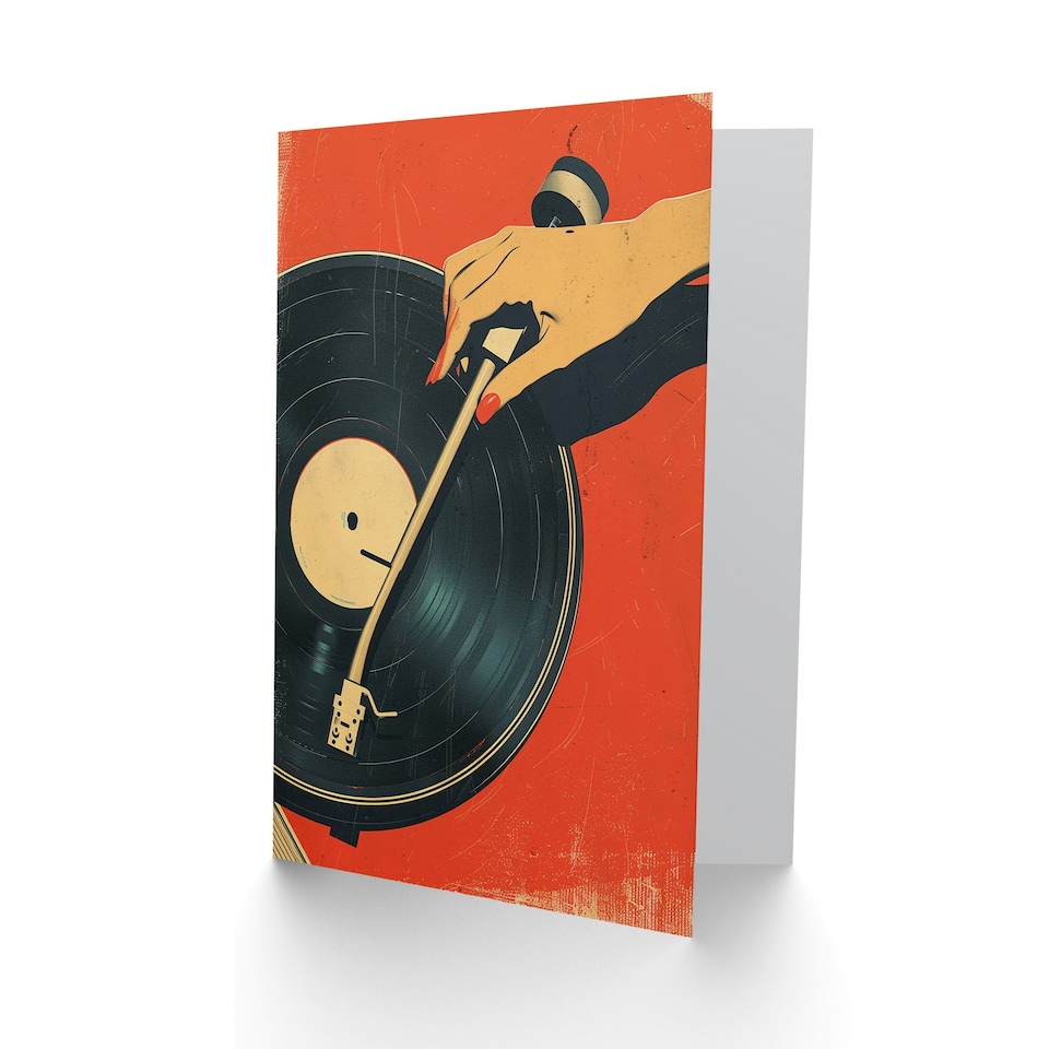image 1 of Pulp Retro Hifi Red Vinyl DJ Record Player Woman Her Birthday Card