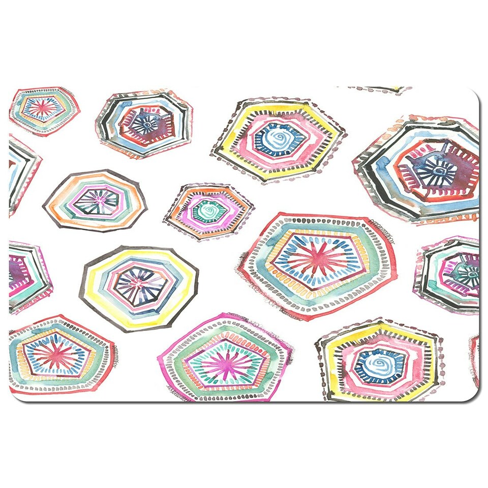 image 1 of Hand painted multicolor watercolor  geometrical pattern (Placemat)