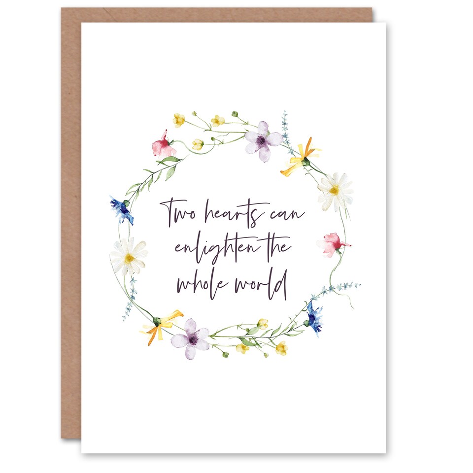 image 1 of Wedding Card Marriage Poem Two Hearts K Aumann Quote Floral