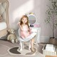 image 2 of ZONEKIZ Kids Dressing Table with Mirror and Stool, Drawer, Storage Boxes - White White | Pink