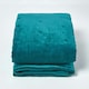 image 1 of Homescapes Teal Green Velvet Quilted Throw - 125 x 150 cm | Green | 1