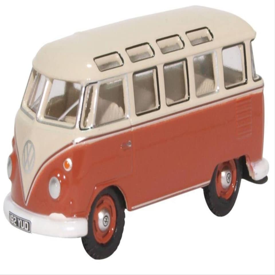 image 1 of Oxford Diecast VW T1 Samba Bus Sealing Wax Red/Beige Grey