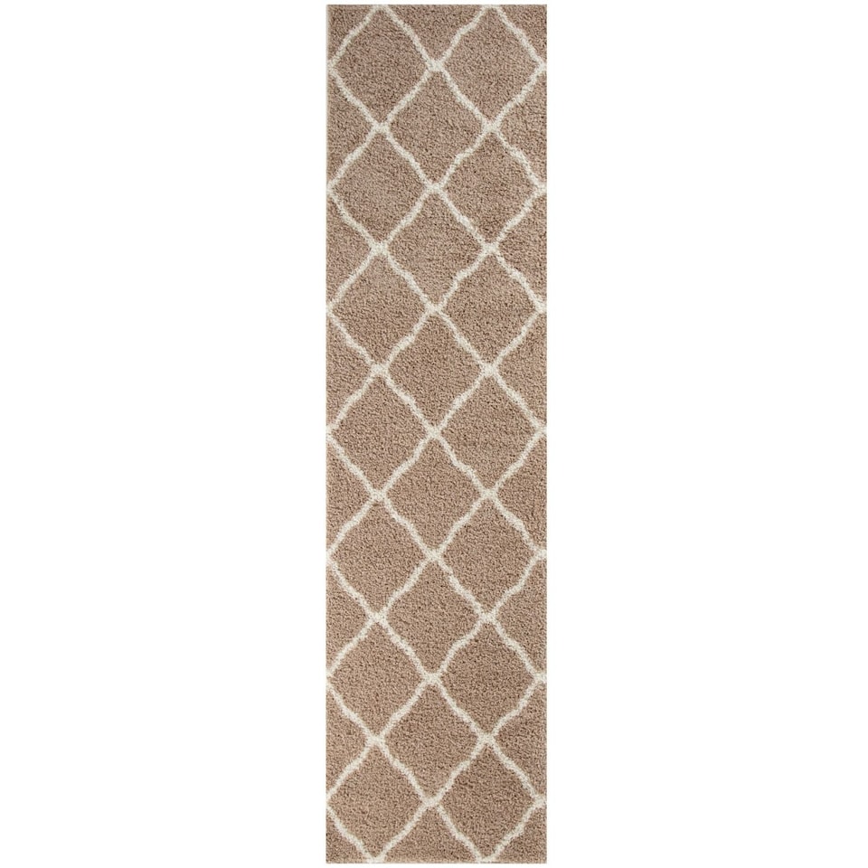 image 1 of The Rugs Moroccan Collection Soft High Pile Shaggy Lattice Floor Rugs and Runners Living Room