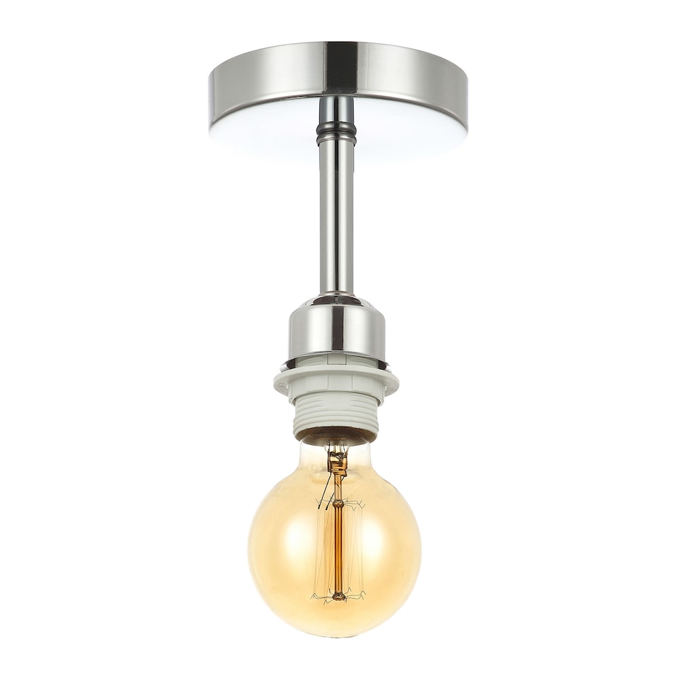 image 1 of Polished Chrome Plated Ceiling Light Fitting for Industrial Style Light Bulbs | Chrome