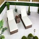 image 1 of Giardino Set of 2 Sun Loungers & Table Set Brown | Ivory