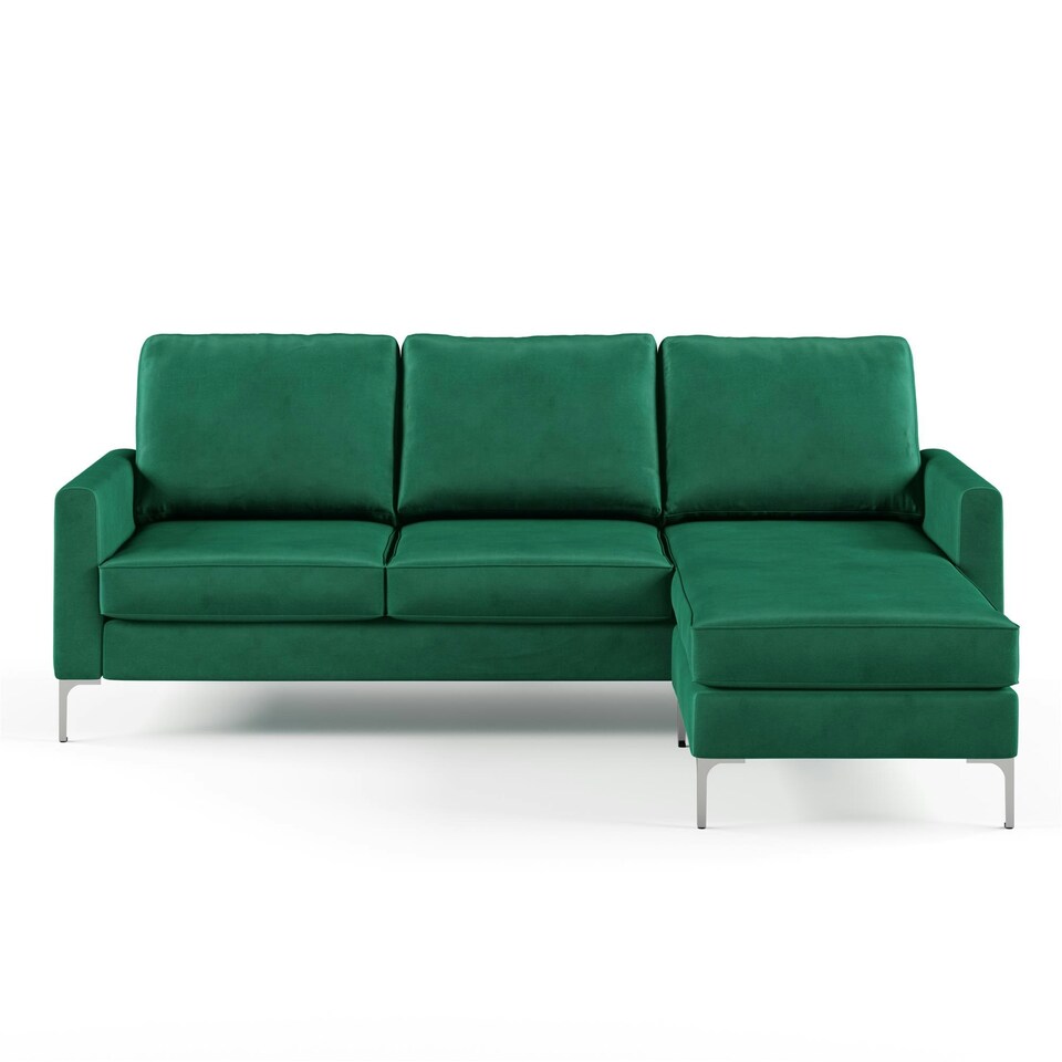 image 1 of Chapman sectional sofa in velvet green Green | GREEN
