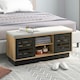image 4 of COSTWAY Wooden Shoe Bench Shoe Storage Organizer Grey Grey