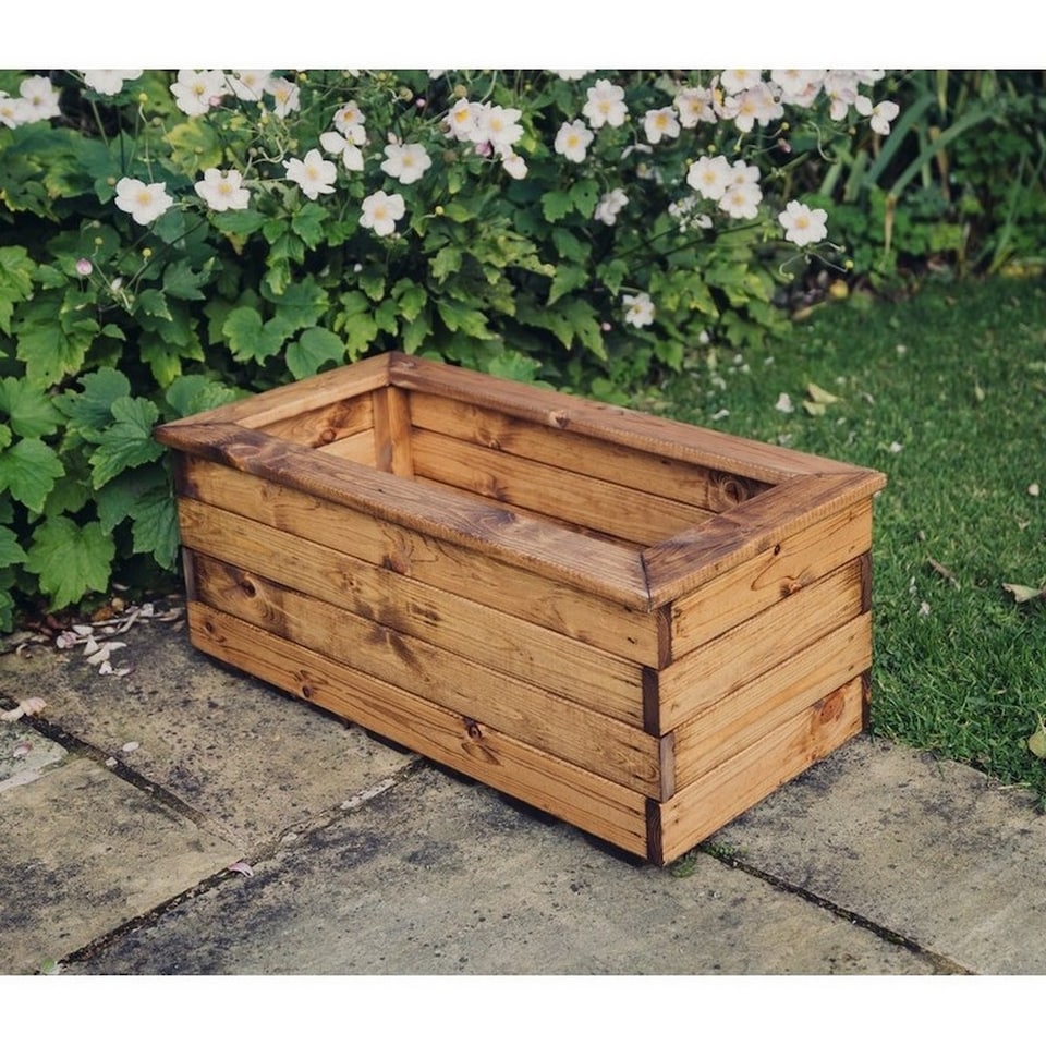 image 1 of Multi Pack of 2 - Valley Trough Medium - Timber - L39 x W79 x H32 cm - Garden Planter - Fully Assembled | Brown